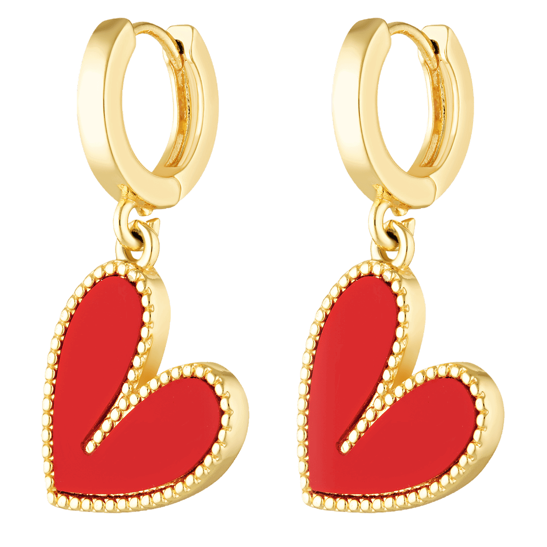 Cupid Hoops red heart shaped earrings 